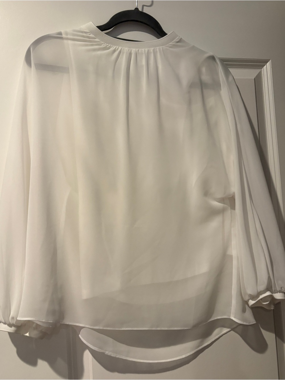 Macy's White Sheer Long-Sleeve Blouse